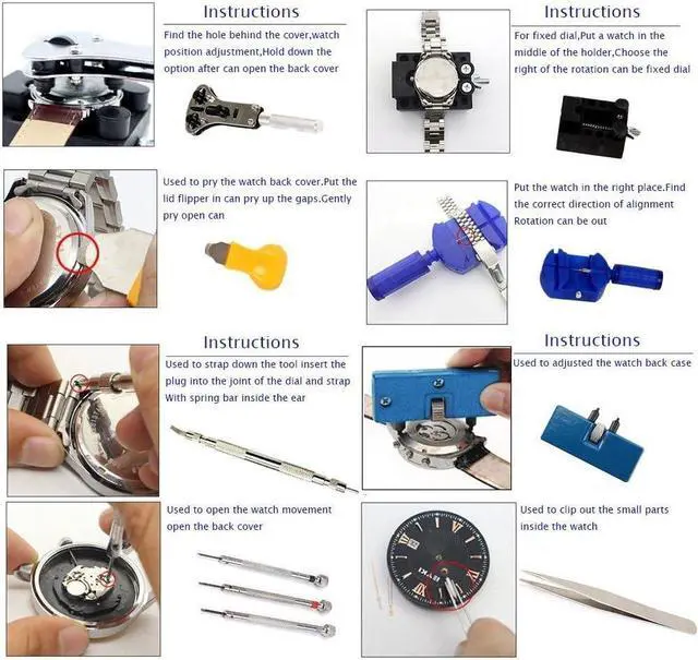 Alt view image 4 of 7 - Professional Watch Repair Tool Kit - 499pcs Watch Case Press Battery Replacement Watch Back Case Opener