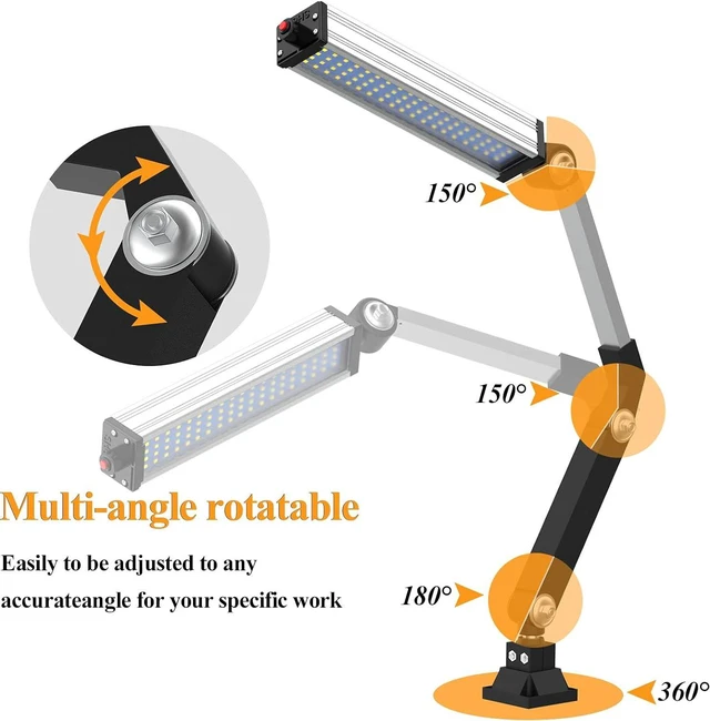 Alt view image 3 of 7 - 16W 120V LED Machine Work Light, Waterproof Aluminum Long Arm for CNC Lathe & Drill