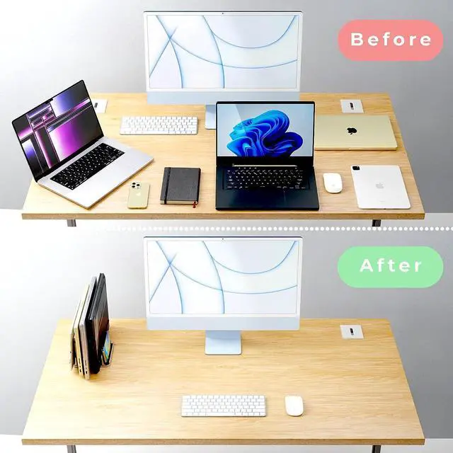 Alt view image 4 of 7 - Adjustable Laptop Stand, 5 Slots, Aluminum Space-Saving, for Apple MacBook/Surface/Galaxy/Tablet/iPad/iPhone, Silver