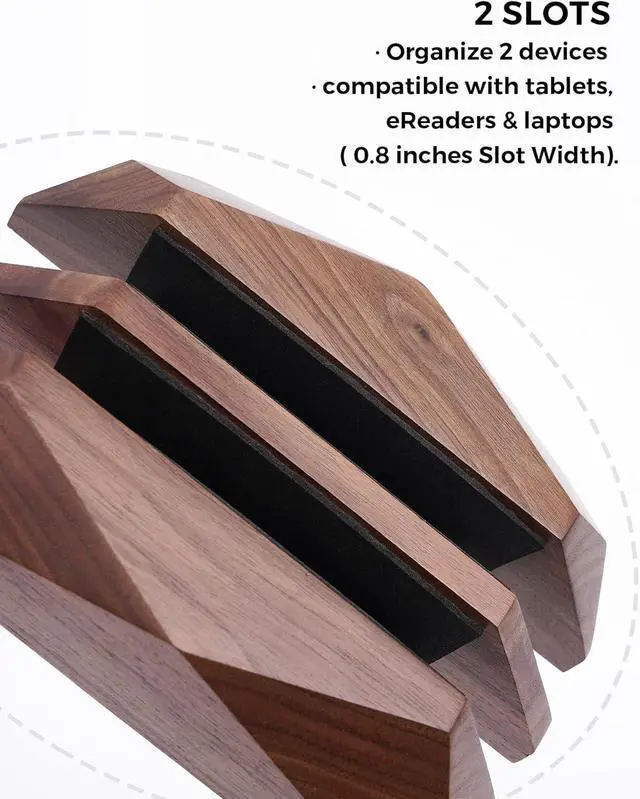 Alt view image 4 of 7 - Dual Laptop Holder Vertical Laptop Stand, 2 Slots MacBook Stand Wood,Wooden Laptop Stand,Vertical Laptop Holder for Desk, Widen Dock Fits All MacBook/Surface pro