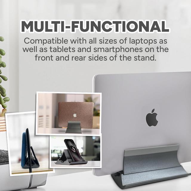 Vertical Laptop Stand - Automatic Adjustable Multi Laptop Organizer -  Non-Slip Silicone Pad Vertical Laptop Holder - Ideal