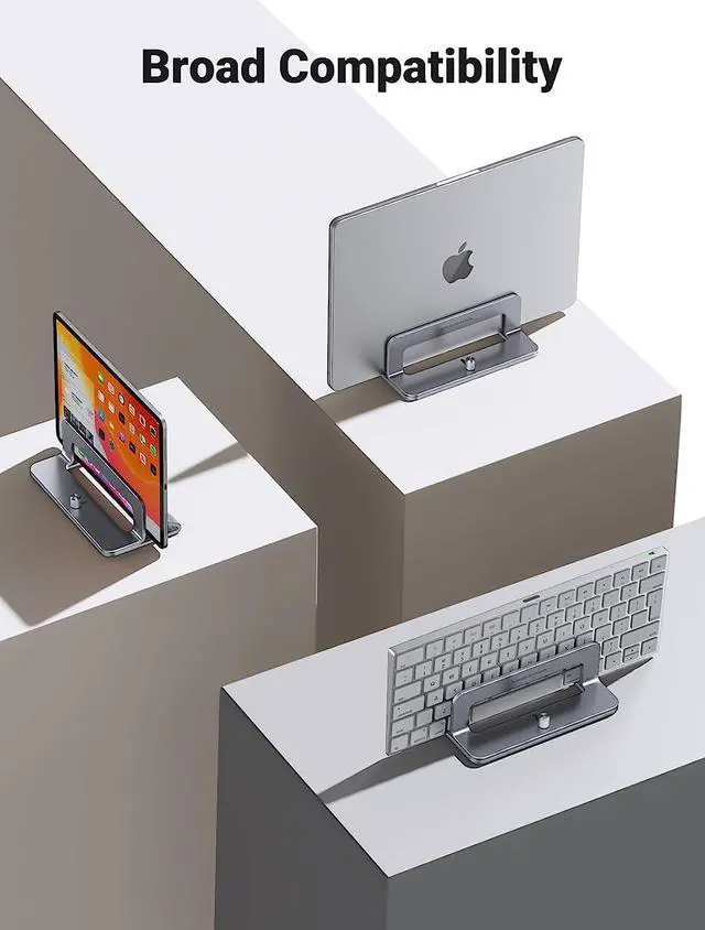 Alt view image 6 of 7 - UGREEN Vertical Laptop Stand Dock Aluminum Compatible with MacBook Pro, MacBook Air Laptop Holder for Desk Vertical Adjustable for Up to 17.3 Inch Gaming Laptop, Silver Gray