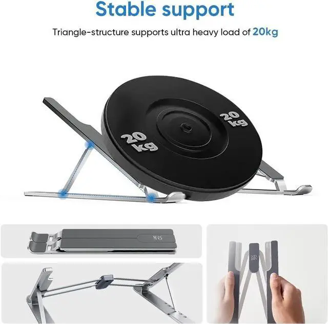 Alt view image 2 of 7 - XPPen Drawing Tablet Stand for Desk Silver Portable Holder for Graphics Tablet&Pen Display Aluminum Computer Riser Compatible with 10 to 15.6 Inch Laptops and Drawing Tablets Portable and Adjustable
