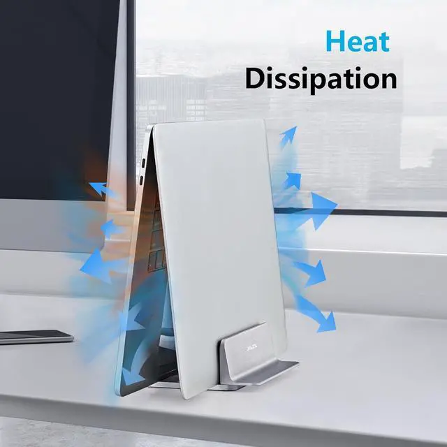 Alt view image 5 of 7 - Vertical Laptop Stand Aluminum Laptop Holder Desktop Stand with Adjustable Dock Size (up to 17.3 inches) Compatible with All MacBook/Surface//Gaming Laptops (Silver)