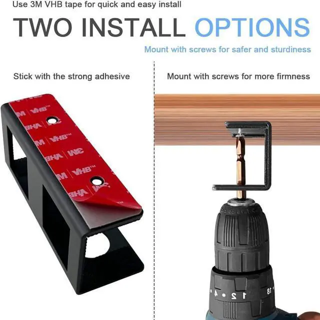 Alt view image 4 of 7 - IFCASE Under Desk Laptop Mount & Headphone Holder with Adhesive & Screw, Hard Aluminum Under Table Desk Holder for Laptop, Mac Mini, MacBook Pro (Black)