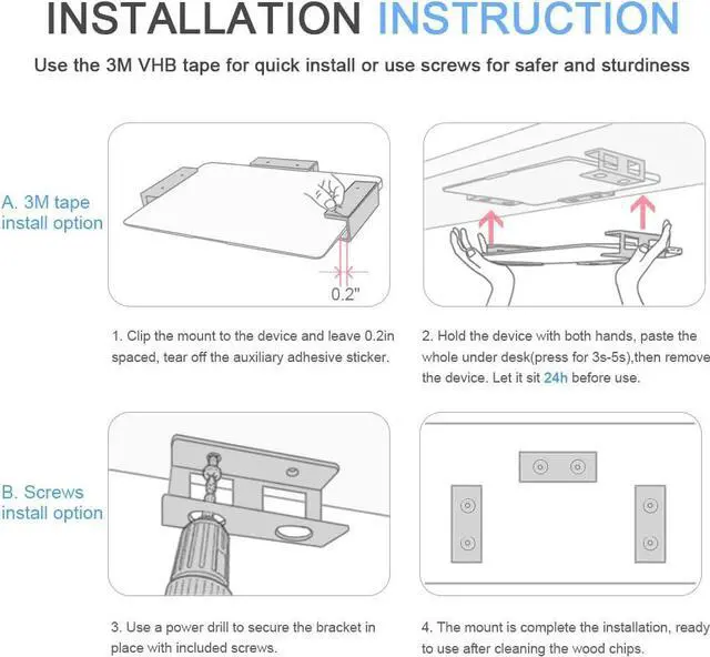 Alt view image 6 of 7 - IFCASE Under Desk Laptop Mount & Headphone Holder with Adhesive & Screw, Hard Aluminum Under Table Desk Holder for Laptop, Mac Mini, MacBook Pro (Black)