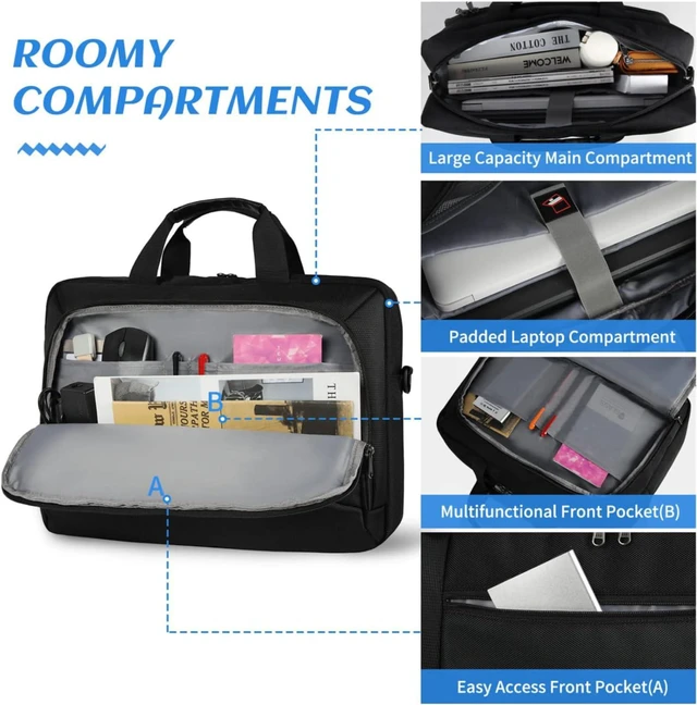 Alt view image 5 of 7 - Laptop Bag 17.3 Inch Laptop Briefcase for Men Work Laptop Case Computer Bag