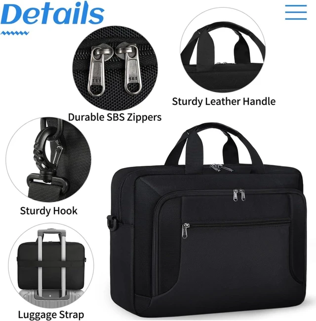 Alt view image 7 of 7 - Laptop Bag 17.3 Inch Laptop Briefcase for Men Work Laptop Case Computer Bag