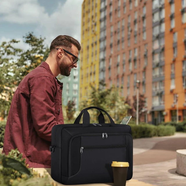 Alt view image 3 of 7 - Laptop Bag 17.3 Inch Laptop Briefcase for Men Work Laptop Case Computer Bag