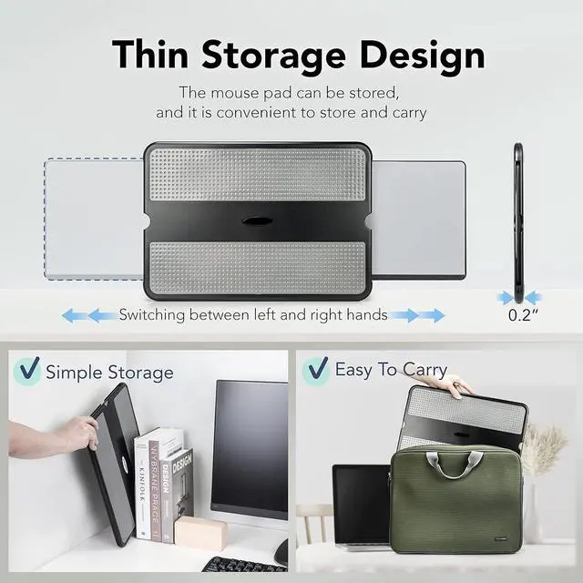 Alt view image 3 of 7 - EHO Laptop Lap Pad - Laptop Stand Pad w Retractable Mouse Pad Tray, Anti-Slip Heat Shield Tablet Notebook Computer Stand Table w/Sturdy Stable Cooler Work Surface for Bed Sofa Couch or Travel