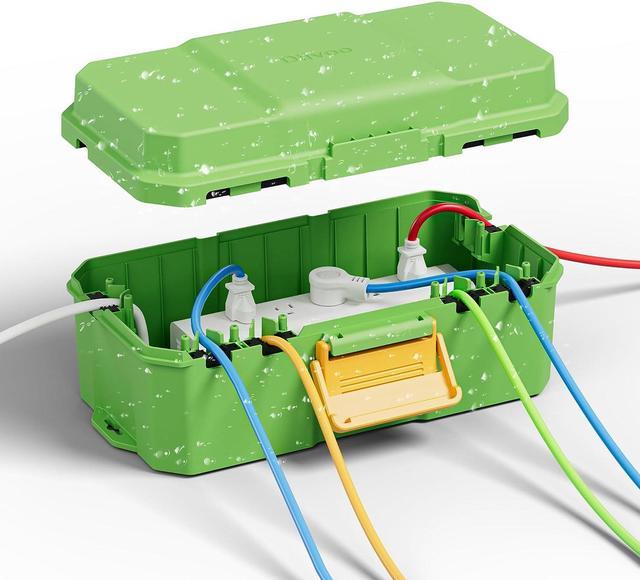 Weatherproof Extension Cord Connection Box - Waterproof Outdoor Cover for Green