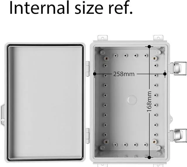 Alt view image 4 of 6 - Gratury Junction Box, IP67 Waterproof Plastic Enclosure for Electrical Project, Hinged Grey Cover, Includes Mounting Plate and Wall Bracket 290×190×140mm (11.4"×7.5"×5.5")