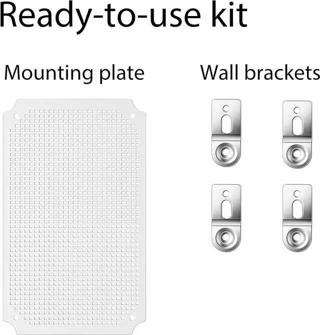 Alt view image 5 of 6 - Junction Box, IP67 Waterproof Plastic Enclosure for Electrical Project, Hinged Grey Cover, Includes Mounting Plate and Wall Bracket 290×190×140mm (11.4"×7.5"×5.5")