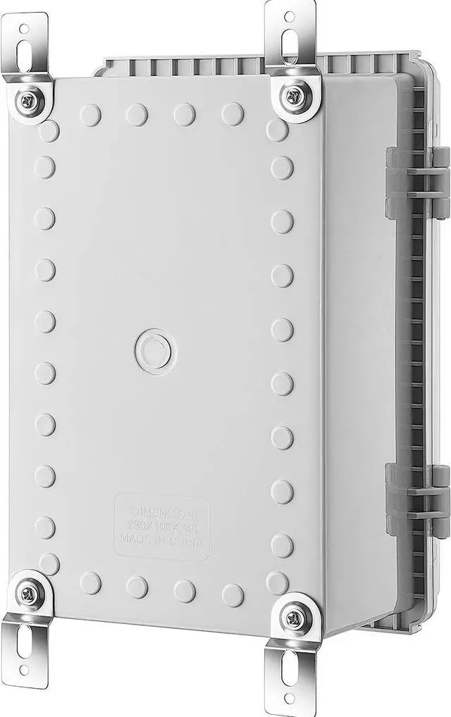 Alt view image 6 of 6 - Junction Box, IP67 Waterproof Plastic Enclosure for Electrical Project, Hinged Grey Cover, Includes Mounting Plate and Wall Bracket 290×190×140mm (11.4"×7.5"×5.5")