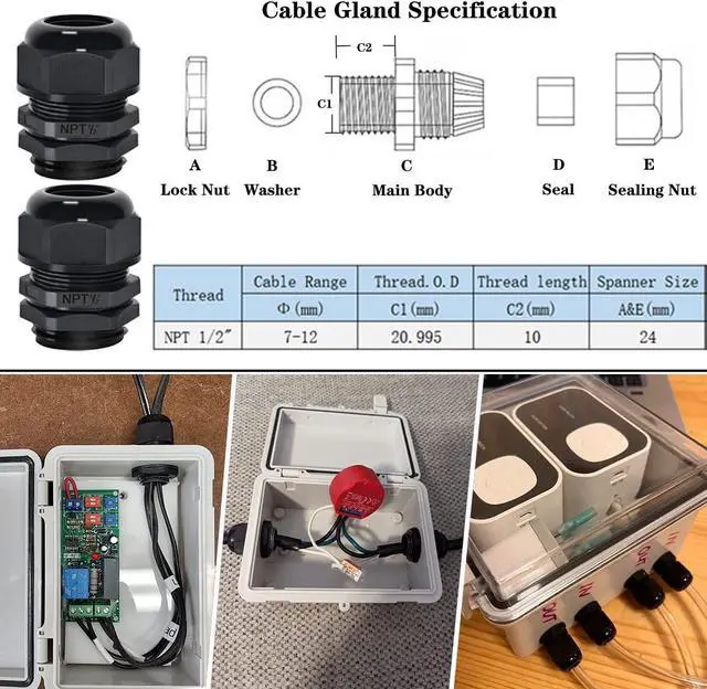 Alt view image 6 of 7 - Zulkit Junction Box ABS Plastic Dustproof Waterproof IP65 Electrical Boxes Hinged Shell Outdoor Universal Project Enclosure Clear Cover with 2 Cable Glands 8.7 x 6.7 x 4.3 inch (220x170x110 mm)