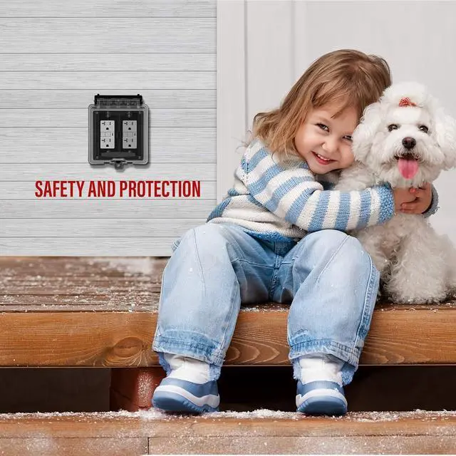 Alt view image 4 of 7 - ENERLITES 2-Gang Weatherproof Outdoor Outlet Cover Extra-Duty in-Use Outlet Cover, Outdoor Decorator/GFCI Receptacle Outlets, 6.1 H x 5.2 W x 2.5 D, IUC2V-D, Clear
