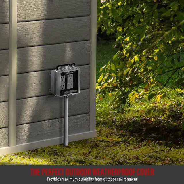 Alt view image 6 of 7 - ENERLITES 2-Gang Weatherproof Outdoor Outlet Cover Extra-Duty in-Use Outlet Cover, Outdoor Decorator/GFCI Receptacle Outlets, 6.1 H x 5.2 W x 2.5 D, IUC2V-D, Clear