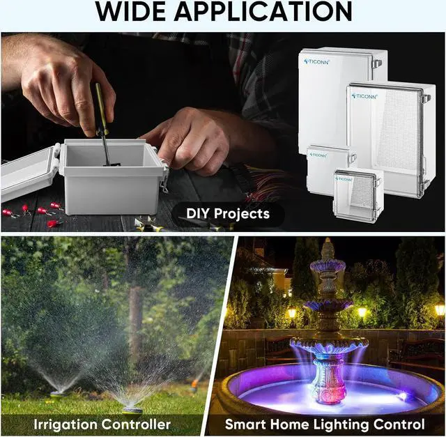Alt view image 7 of 7 - TICONN Waterproof Electrical Junction Box IP67 ABS Plastic Enclosure with Hinged Cover with Mounting Plate, Wall Brackets, Cable Glands (Clear, 5.9"x5.9"x3.5")
