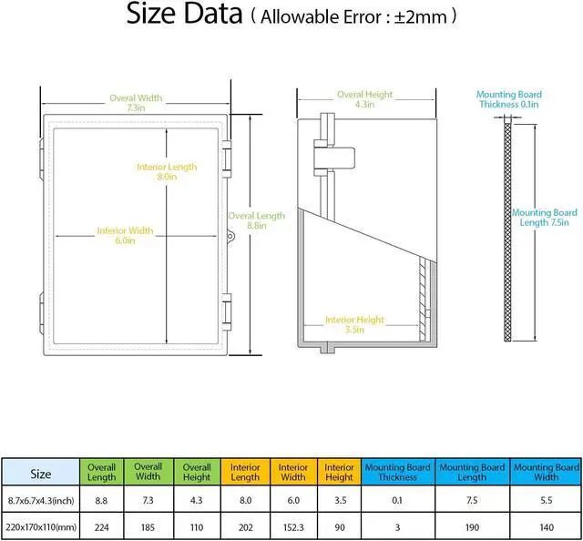 Alt view image 2 of 7 - ABS Plastic Dustproof Waterproof IP65 Junction Box Hinged Shell Universal Electrical Project Enclosure Gray, with PC Transparent Clear Cover 8.7 x 6.7 x 4.3inch(220 x170 x110mm)