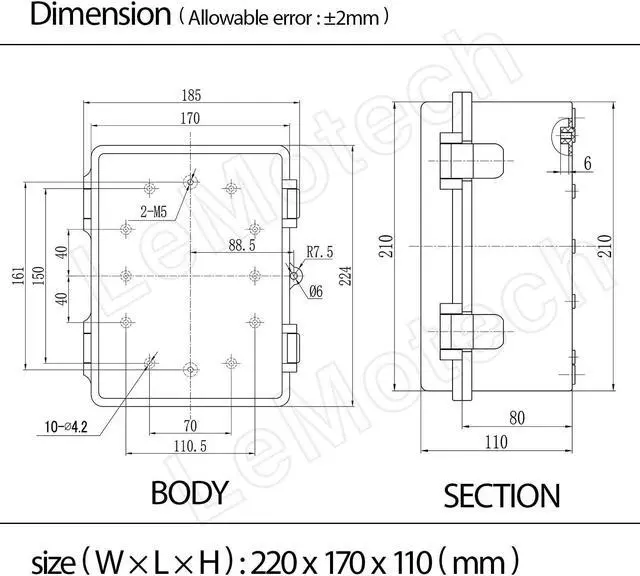 Alt view image 7 of 7 - ABS Plastic Dustproof Waterproof IP65 Junction Box Hinged Shell Universal Electrical Project Enclosure Gray, with PC Transparent Clear Cover 8.7 x 6.7 x 4.3inch(220 x170 x110mm)