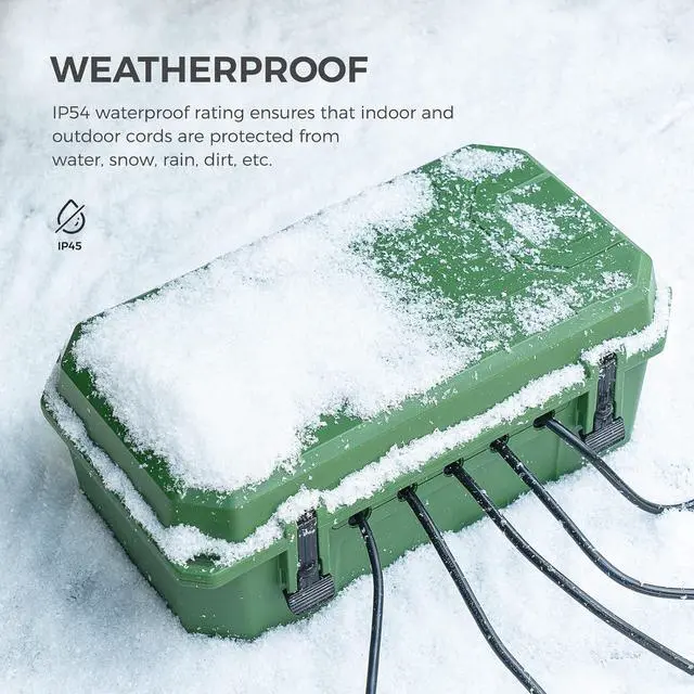 Alt view image 4 of 7 - WELKIN Outdoor Weatherproof Connection Box, Ip54 Water-Resistant Extension Cord Connection Box, Electrical Box to Protect Outlets, Plugs, Sockets, Timers, Power Strips, Holiday Lights and More