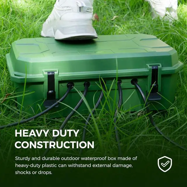 Alt view image 5 of 7 - WELKIN Outdoor Weatherproof Connection Box, Ip54 Water-Resistant Extension Cord Connection Box, Electrical Box to Protect Outlets, Plugs, Sockets, Timers, Power Strips, Holiday Lights and More