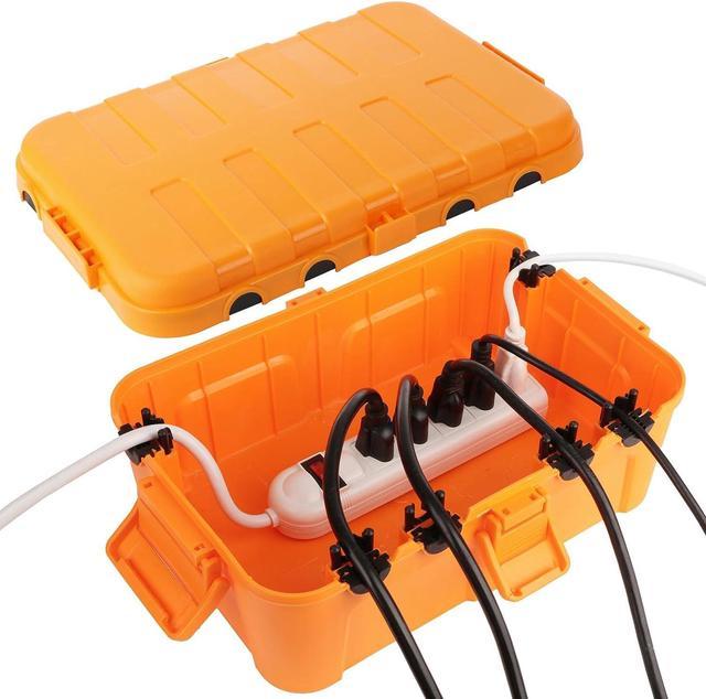 Flemoon Large Outdoor Electrical Box, IP54 Waterproof Outdoor Extension  Cord Cover Weatherproof, Protect Outlet, Plug, Socket, Timer, Power Strip,  Holiday Light Decoration, Orange 
