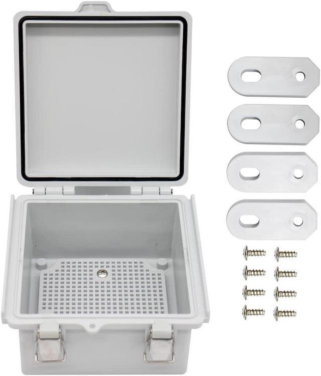 Airtak ABS Electric Junction Box, IP67 Weatherproof Electrical Boxes, Hinged Clear Cover Outdoor Waterproof Plastic Enclosure Box with Lock, Small DUS
