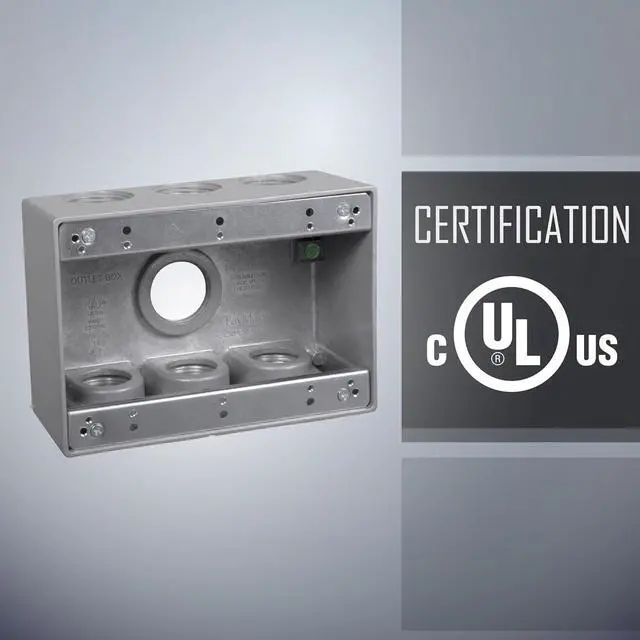 Alt view image 6 of 7 - TayMac TB7100S Electrical Box 3-Gang Die Cast, Aluminum 1-Inch Thread, Gray