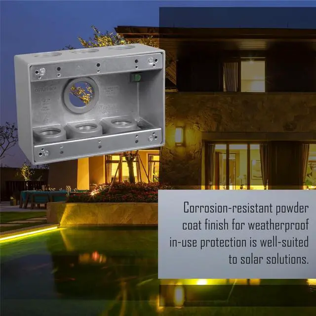 Alt view image 7 of 7 - TayMac TB7100S Electrical Box 3-Gang Die Cast, Aluminum 1-Inch Thread, Gray