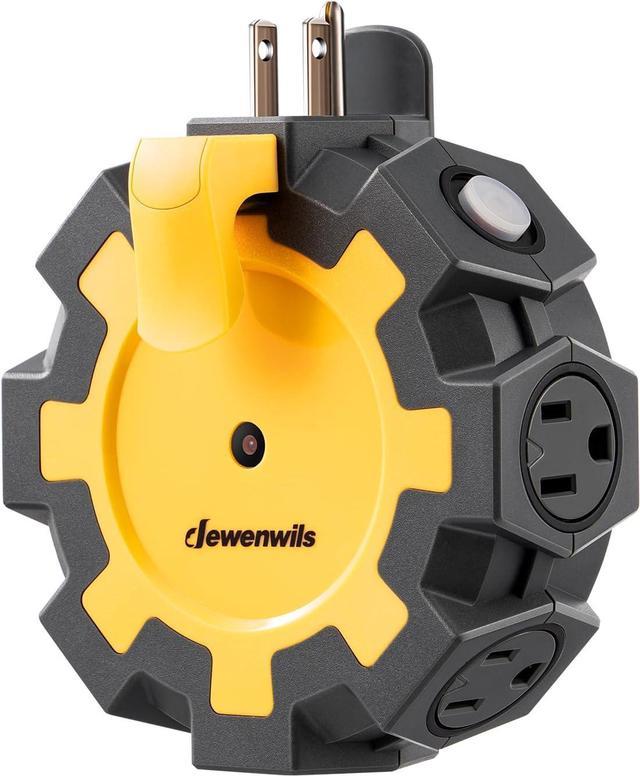 DEWENWILS Heavy Duty 6 Outlet Power Hub with Swivel Safety Covers, Outdoor  Extension Cord Adapter, Resettable 15A Circuit Breaker, for Outdoor Lights,  Holiday Decorations, Workshop, Jobsite, Garage 