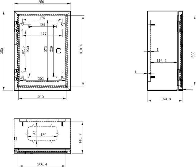 Alt view image 6 of 6 - Metal Enclosure, IP65 Waterproof Electrical Box for Indoor and Outdoor Projects, Includes Mounting Plate and Wall Bracket 350×250×150mm (14"×10"×6")