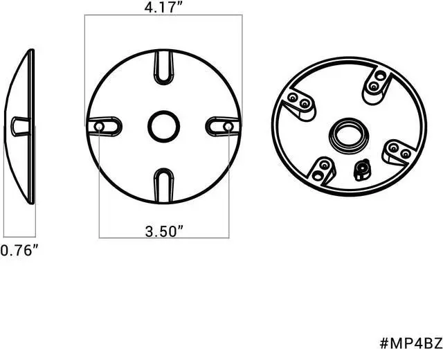 Alt view image 2 of 5 - 4 in. Round Weatherproof Electrical Junction Box Cover with 1/2 in. NPT Thread Outlet for Indoor/Outdoor Use  Landscape Accessories  Bronze (4-Pack)