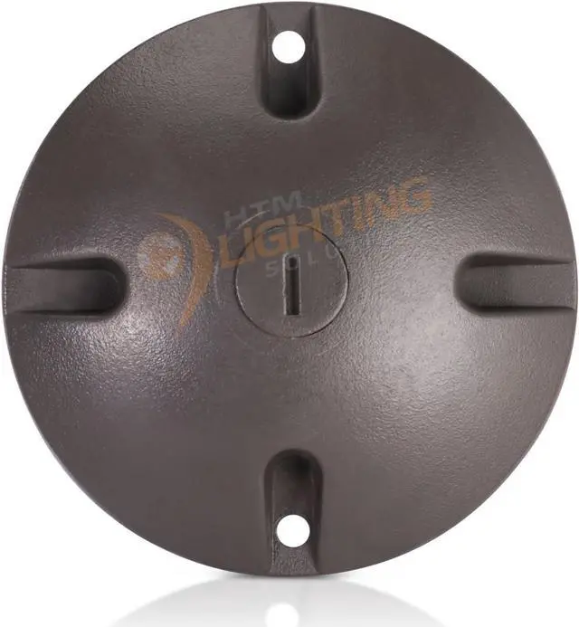Alt view image 4 of 5 - 4 in. Round Weatherproof Electrical Junction Box Cover with 1/2 in. NPT Thread Outlet for Indoor/Outdoor Use  Landscape Accessories  Bronze (4-Pack)