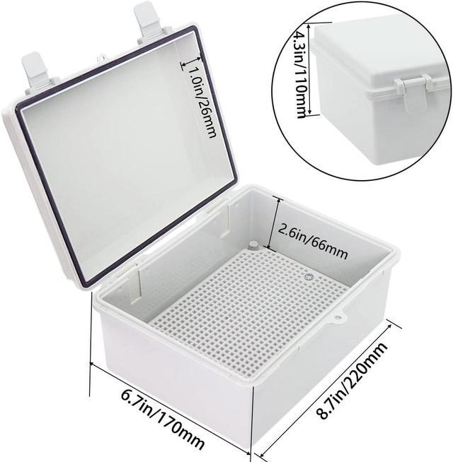 Otdorpatio Junction Box, Hinged Cover IP67 Waterproof ABS Project Box with 2 NPT 1/2 Cable gland, Electrical Box Enclosure with Mounting Plate 