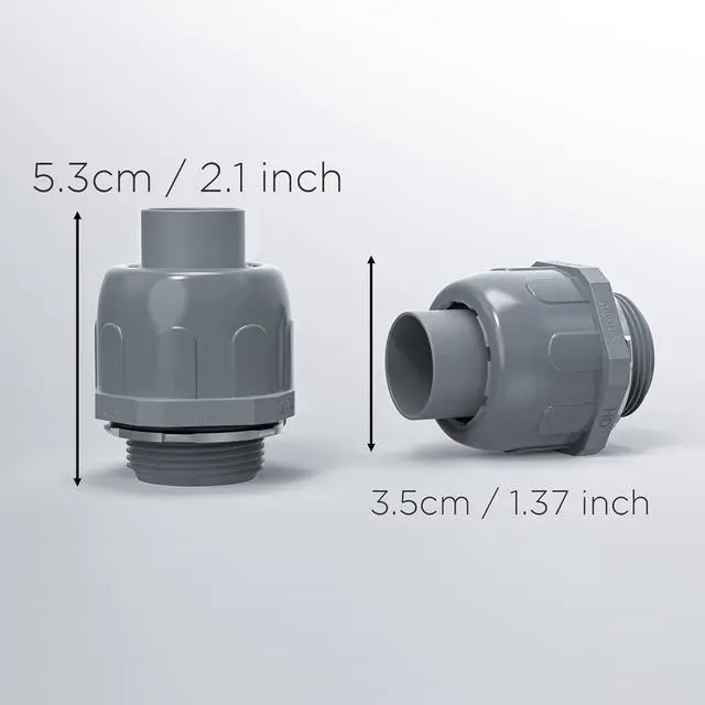 Alt view image 3 of 6 - 1/2 Inch Liquid Tight Connector NPT Non-Metallic for PVC Electrical Flexible Conduit Fittings, 180 Degree Straight, UL Listed for Home Outdoor Tubes Tools, Grey (100-Pack)