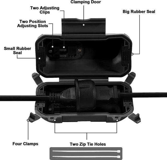 2 Pack Outdoor Extension Cord Covers, IP44 Waterproof, Adjustable