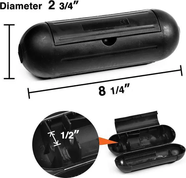 Alt view image 2 of 6 - (3-Pack) Outdoor Extension Cord Protective Cover Set for AWG12/14/16 Cords | Water-Resistant Holder for Holiday String Lights, Plugs and Wires | Capsule Shaped Protector with Large Compartment (Black)