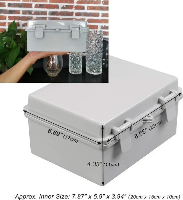 Alt view image 6 of 7 - CrocSee ABS Plastic Dustproof Waterproof IP65 Junction Box Universal Durable Electrical Project Enclosure with Lock (8.6"x6.7"x4.3")