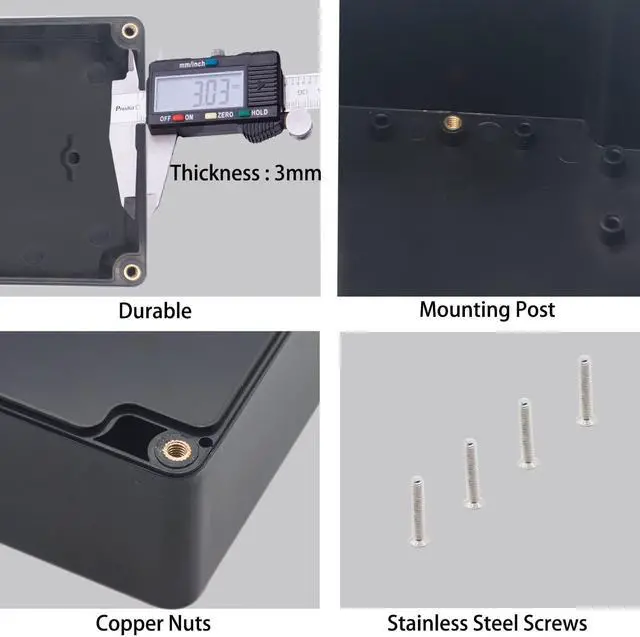 Alt view image 6 of 7 - Watertight Junction Box, IP67 Waterproof Project Box Durable ABS Plastic Electronic Enclosure Case for DIY Electrical Project Black 11.42" x 8.27" x 3.94"(290 x 210 x 100 mm)