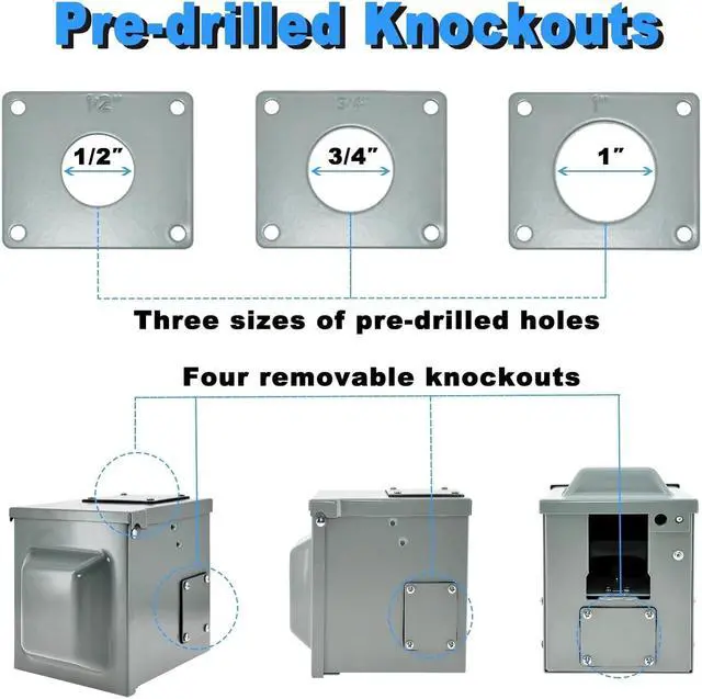 Alt view image 2 of 7 - 50 Amp 6-50R Outlet Box 250 Volt, Enclosed Lockable Weatherproof Outdoor Electrical NEMA 6-50R Receptacle Panel Heavy Duty Box Pre-Drilled, For Welder EV RV Electric Car Generator, ETL Listed