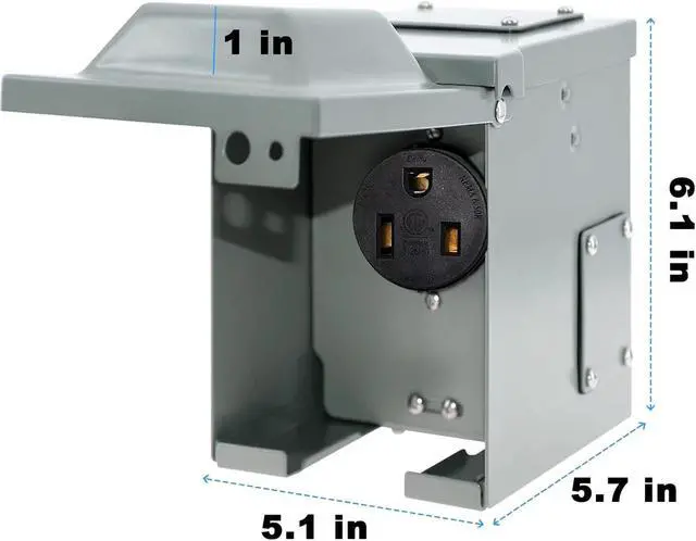 Alt view image 3 of 7 - 50 Amp 6-50R Outlet Box 250 Volt, Enclosed Lockable Weatherproof Outdoor Electrical NEMA 6-50R Receptacle Panel Heavy Duty Box Pre-Drilled, For Welder EV RV Electric Car Generator, ETL Listed
