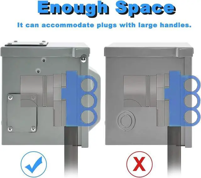 Alt view image 4 of 7 - 50 Amp 6-50R Outlet Box 250 Volt, Enclosed Lockable Weatherproof Outdoor Electrical NEMA 6-50R Receptacle Panel Heavy Duty Box Pre-Drilled, For Welder EV RV Electric Car Generator, ETL Listed