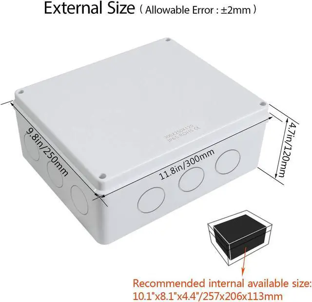 Alt view image 2 of 7 - LeMotech Junction Box, Electrical Box IP65 Water Resistant Dustproof ABS Plastic Project Enclosure for Electronics White 11.8 x 9.8 x 4.7 inch