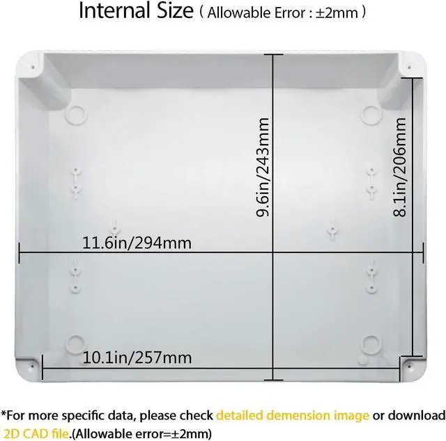 Alt view image 3 of 7 - LeMotech Junction Box, Electrical Box IP65 Water Resistant Dustproof ABS Plastic Project Enclosure for Electronics White 11.8 x 9.8 x 4.7 inch