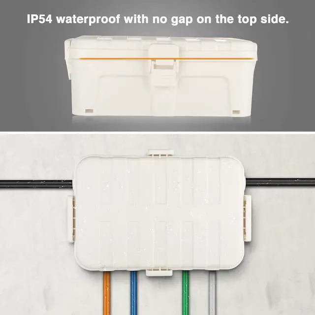 Alt view image 5 of 7 - Flemoon Large Outdoor Electrical Box (12.5 x 8.5 x 5 inch), IP54 Waterproof Outdoor Extension Cord Cover Weatherproof, Protect Outlet, Plug, Socket, Timer, Power Strip, Holiday Light Decoration, White