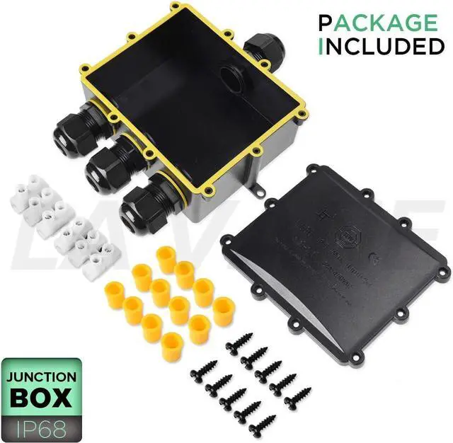 Alt view image 7 of 7 - 4 Way Electrical Junction Box, La Vane IP68 Waterproof 4 Way Cable Connector Lighting Connector Electric External Coupler, Cable Gland Ø 4-14mm