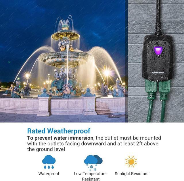 DEWENWILS Outdoor Indoor Wireless Remote Control Outlet with 2 Remotes,  Heavy Duty 15A Remote 100FT Plug Weatherproof