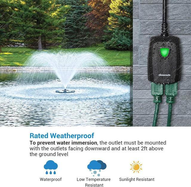 DEWENWILS Outdoor Wireless Remote Control Outlet, Weatherproof Remote  Control Light Switch, 15 Amp, No Interference, Black