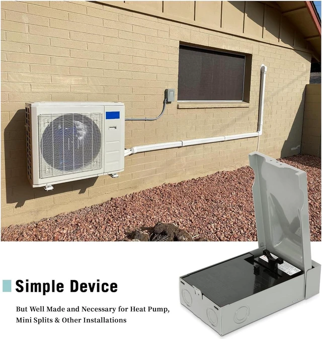 Alt view image 2 of 7 - WeCooper Disconnect Switch, Non-Fused,60A 2Pole 3Wire 1Phase 240VAC A/C,Pull Out,Metal,Grey